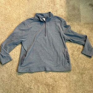 A three quarter zip grey sweater
